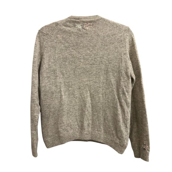 Vintage Embroidered Pearl button gray cardigan sz S/M Y2K Cottagecore Lined - Picture 2 of 9